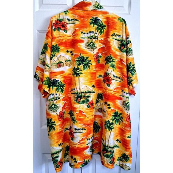 RIMA Men's 3XL Multicolor Tropical Floral Orange Hawaiian Aloha S/S Shirt - Picture 3 of 7